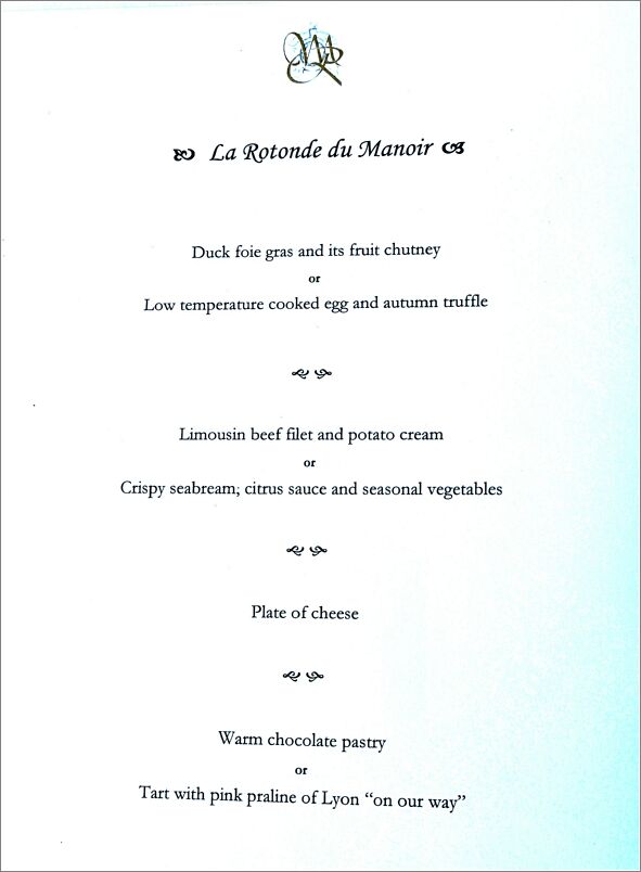 Lunch in Grignan menu